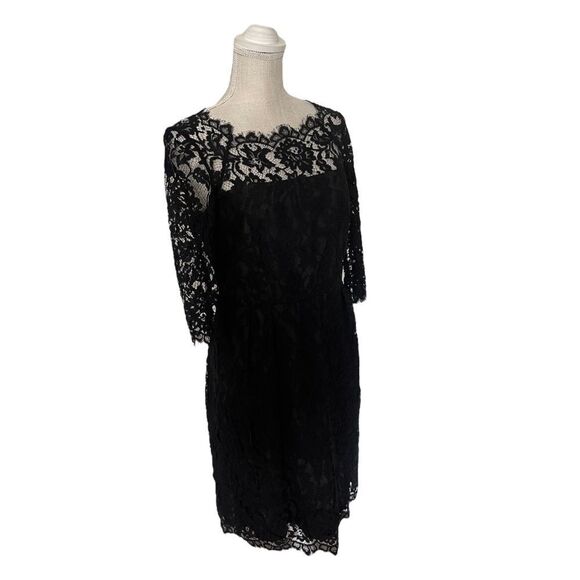 Milly Stella Lace Fit & Flare Little Black Dress Size 8 - Picture 4 of 15